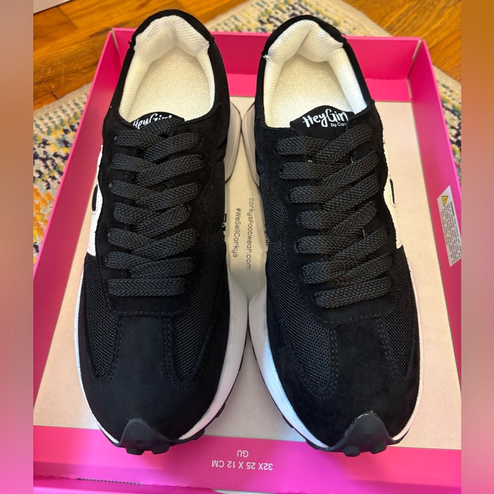 Hey Girl Black Women's Athletic Sneakers – Comfortable Everyday  Shoes